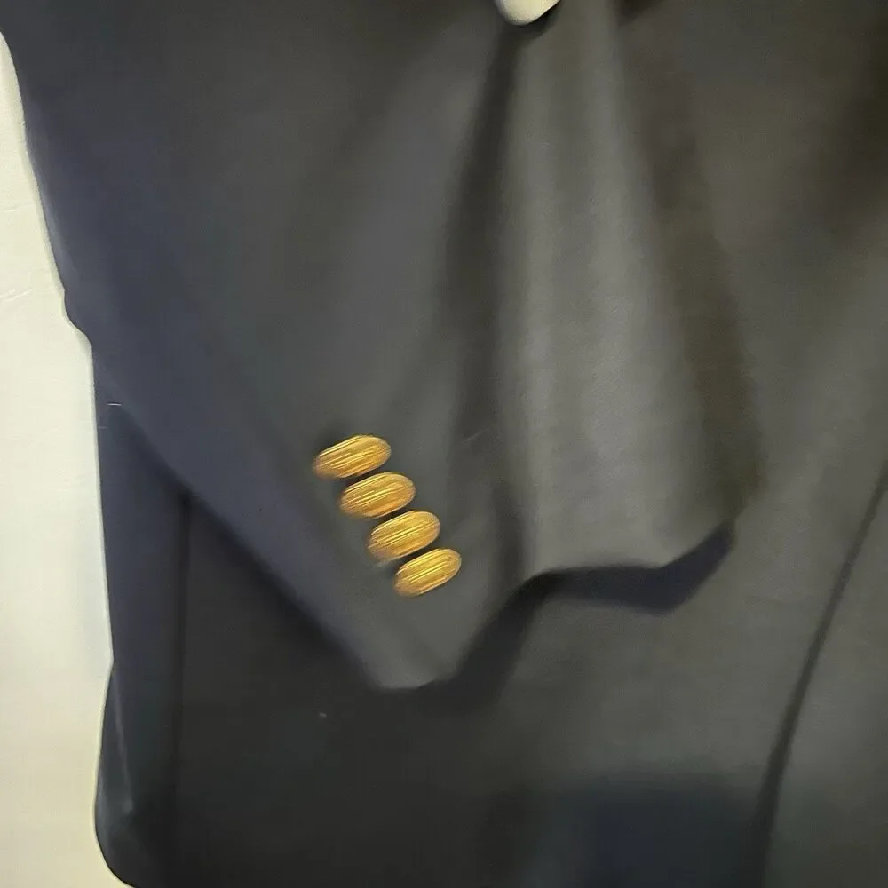 Lauren Ralph Lauren Mens 42R Navy Blue 100% Wool Gold Button Blazer Sport Coat